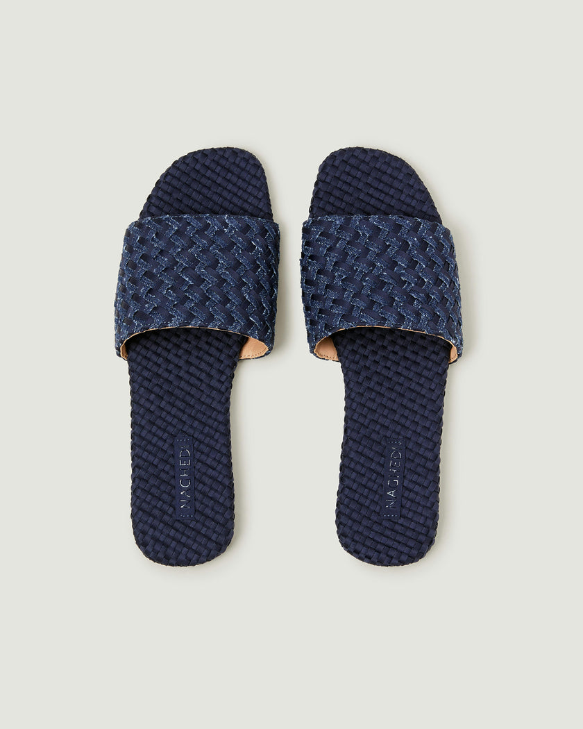 St. Barths Slide Double Weave Denim | Indigo