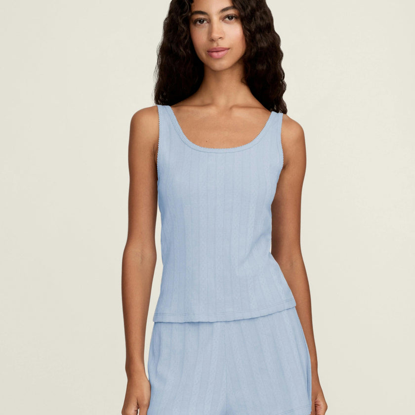 Women's Pointelle Tank in Periwinkle