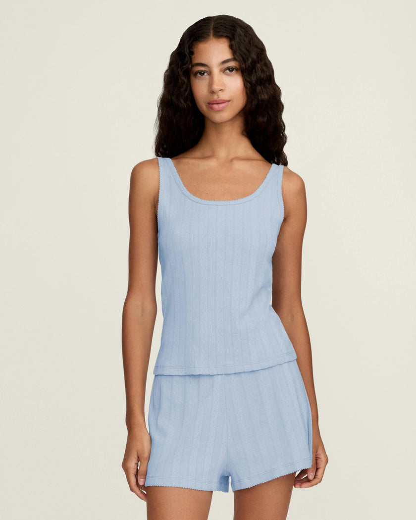 Women's Pointelle Tank in Periwinkle
