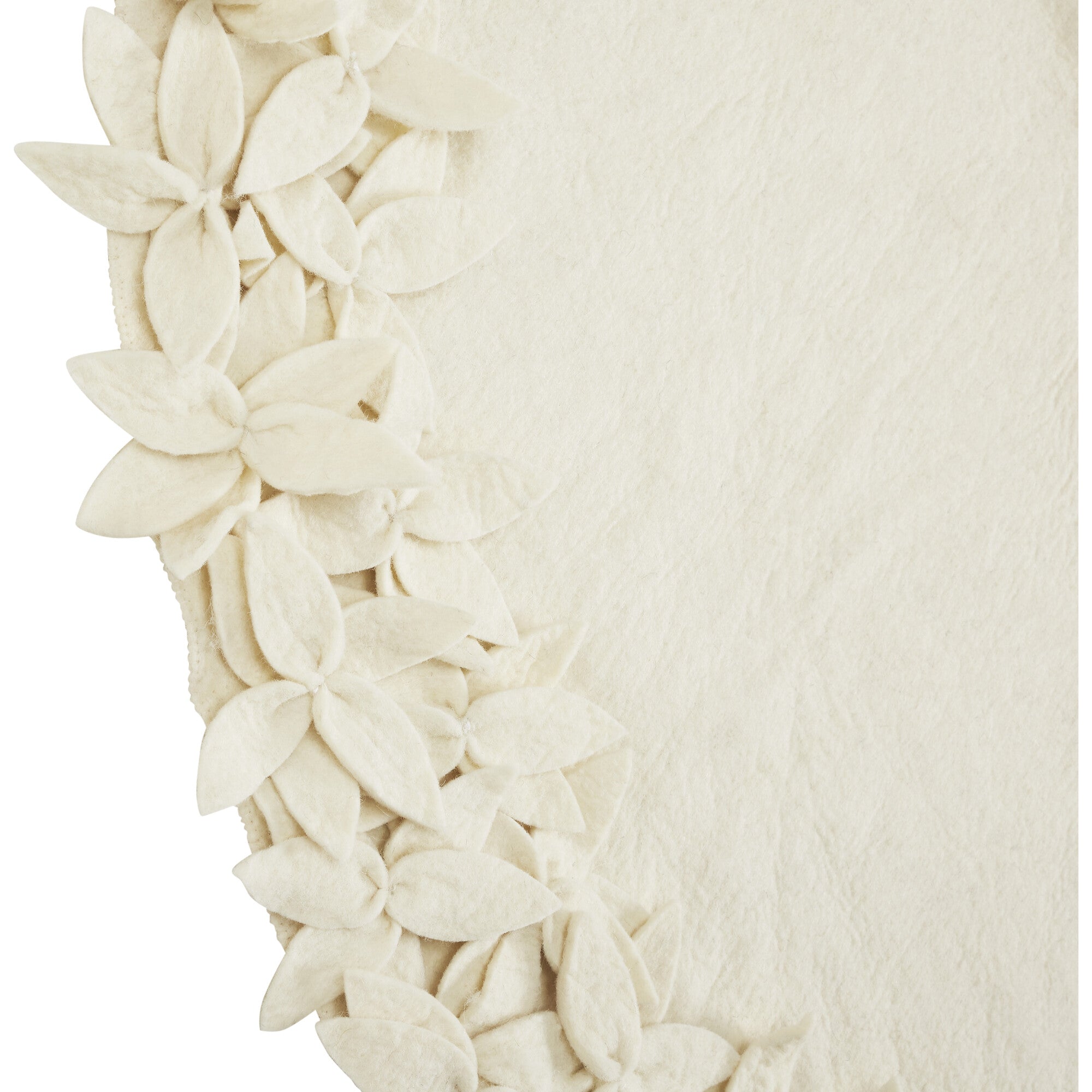 Handmade Felt Mini Christmas Tree Skirt - Cream Overlapping Flowers - 26