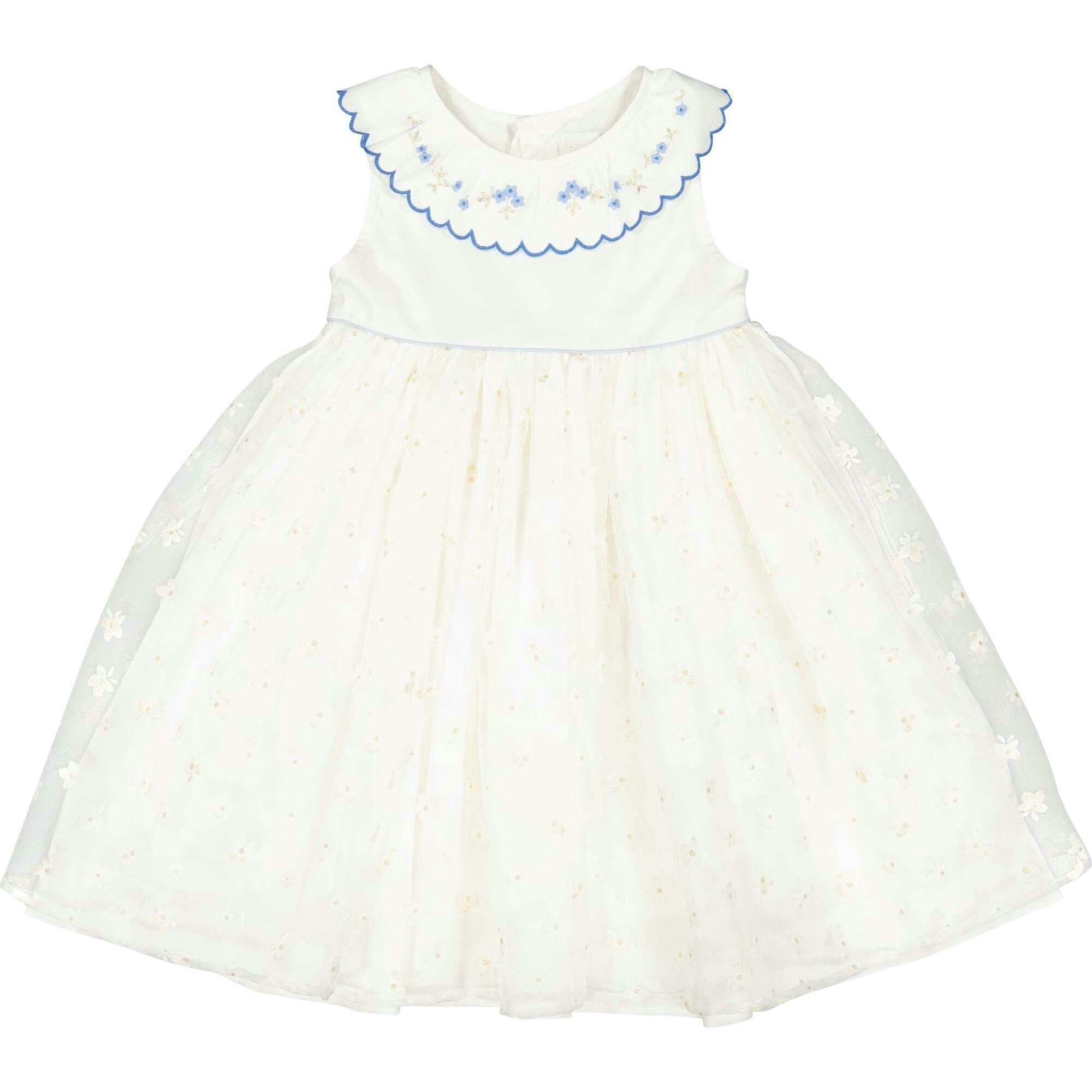Cordelia White Blue Sleeveless Empire Dress