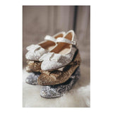 Ellen Minimalistic Bow Glitter Mary Janes