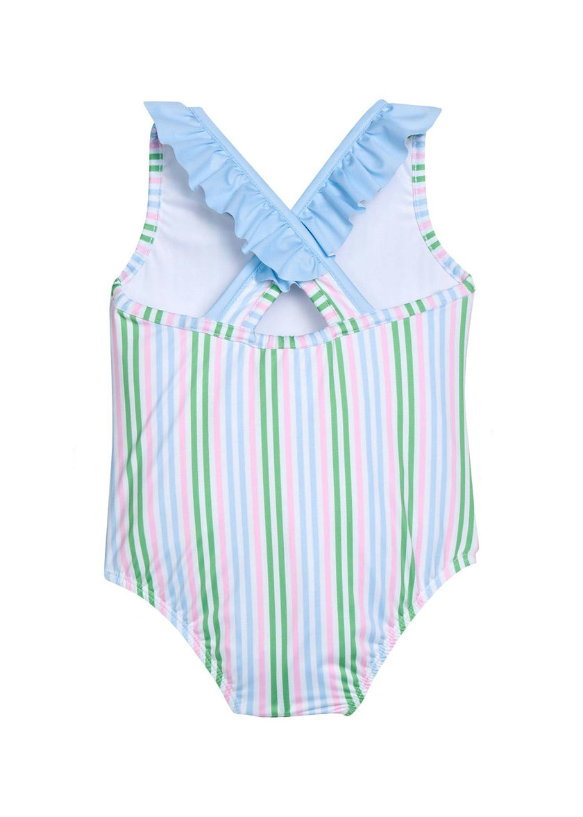 Ruffled One Piece Swimsuit - Summer Stripe