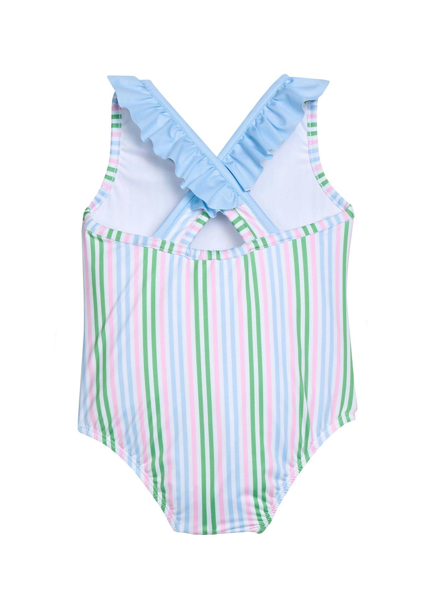 Ruffled One Piece Swimsuit - Summer Stripe