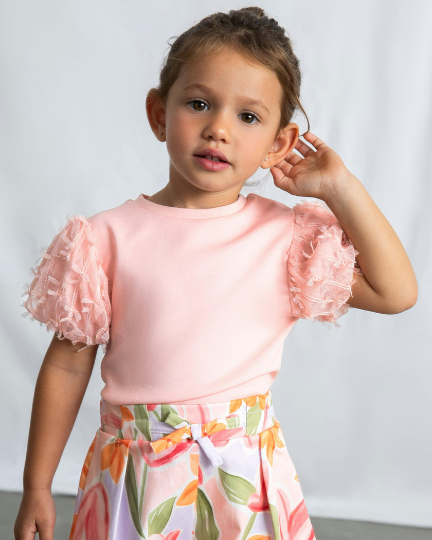 Pink Baby Top With Puff Sleeves