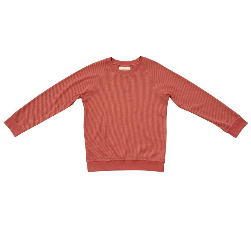 Girls Waffle Sweatshirt in Old Rose