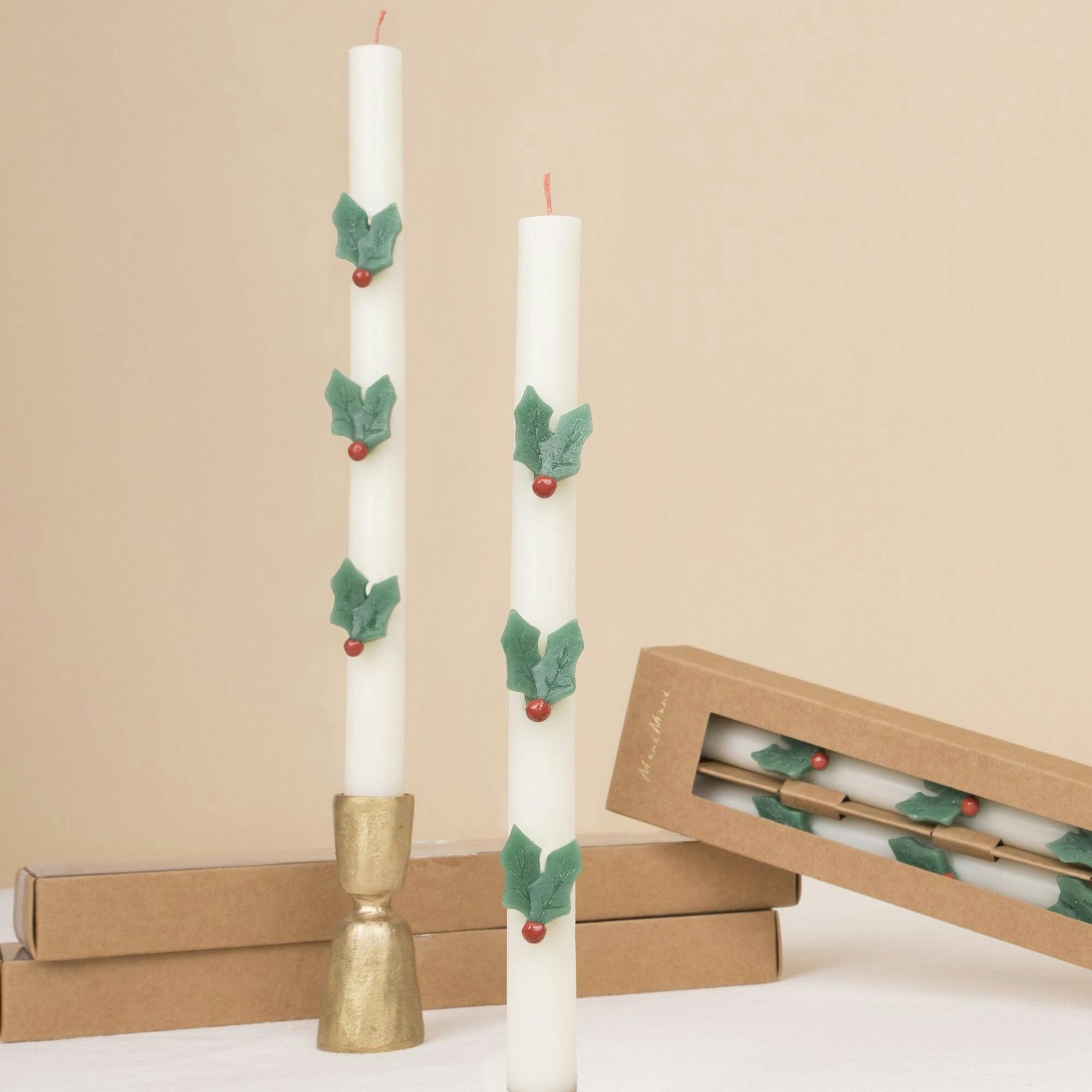 Holly Table Candles