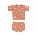 Girls Spring Summer Flower Floral Blossom Knit Short Set