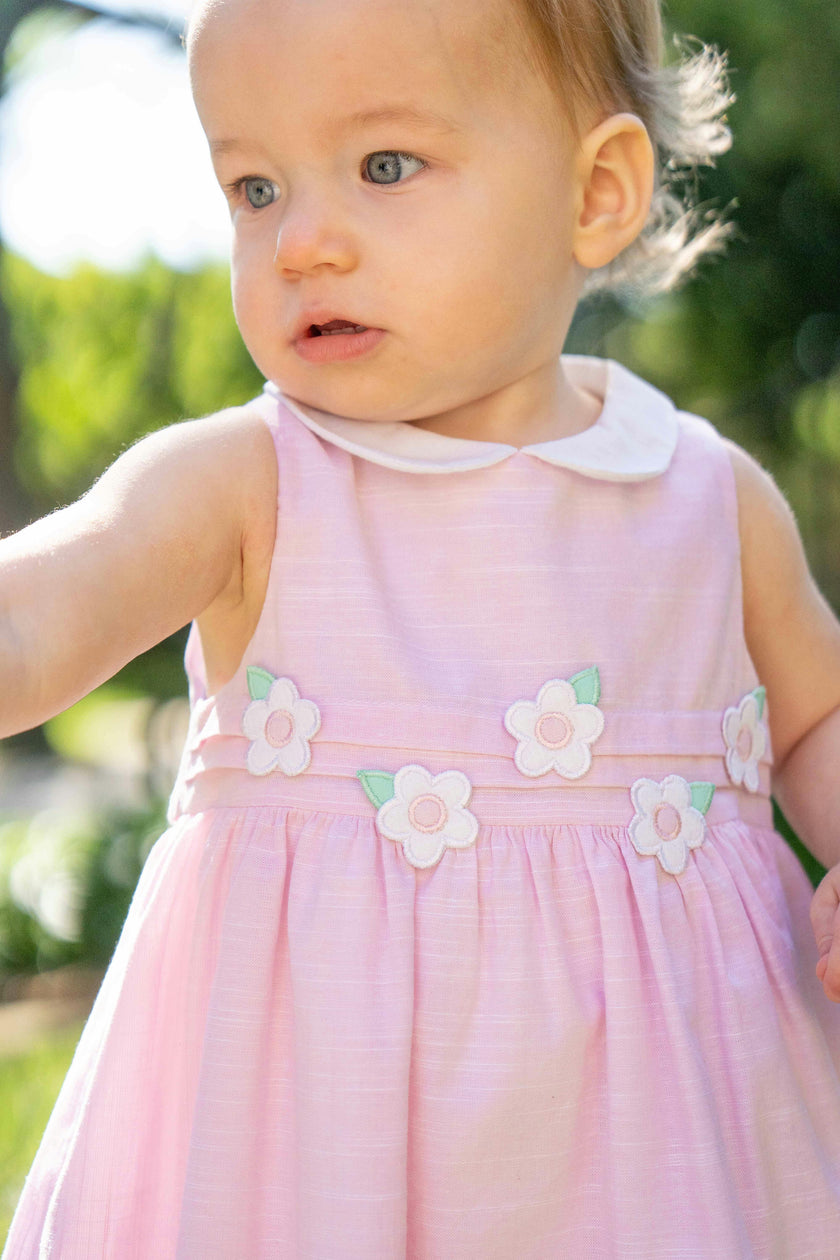 Linen Look Dress & Bloomer With Flowers