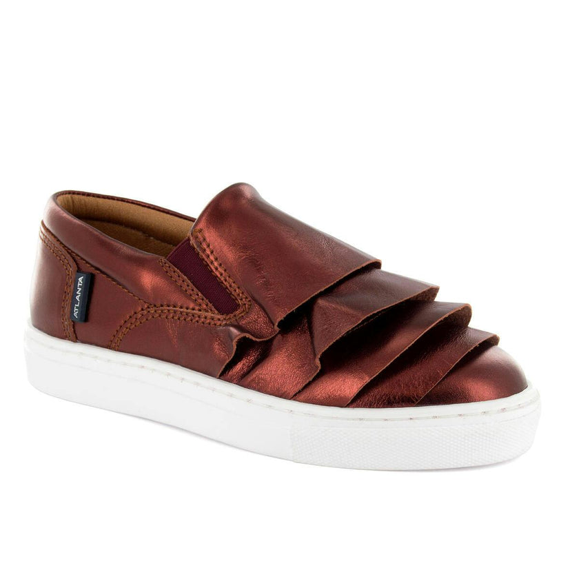 Metallic Leather Slip On Sneaker, Terracota
