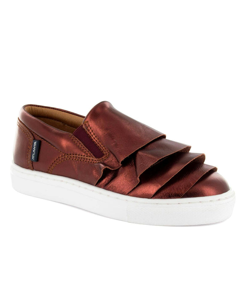 Metallic Leather Slip On Sneaker, Terracota