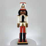 African American Soldier Nutcracker Red White Gold Tall Hat 15 inch