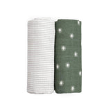 Organic Cotton Muslin Swaddle Blanket 2 Pack - Sage Suns