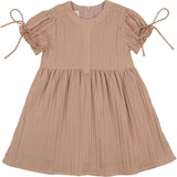 Striped Faux Tab Short Sleeve Dress