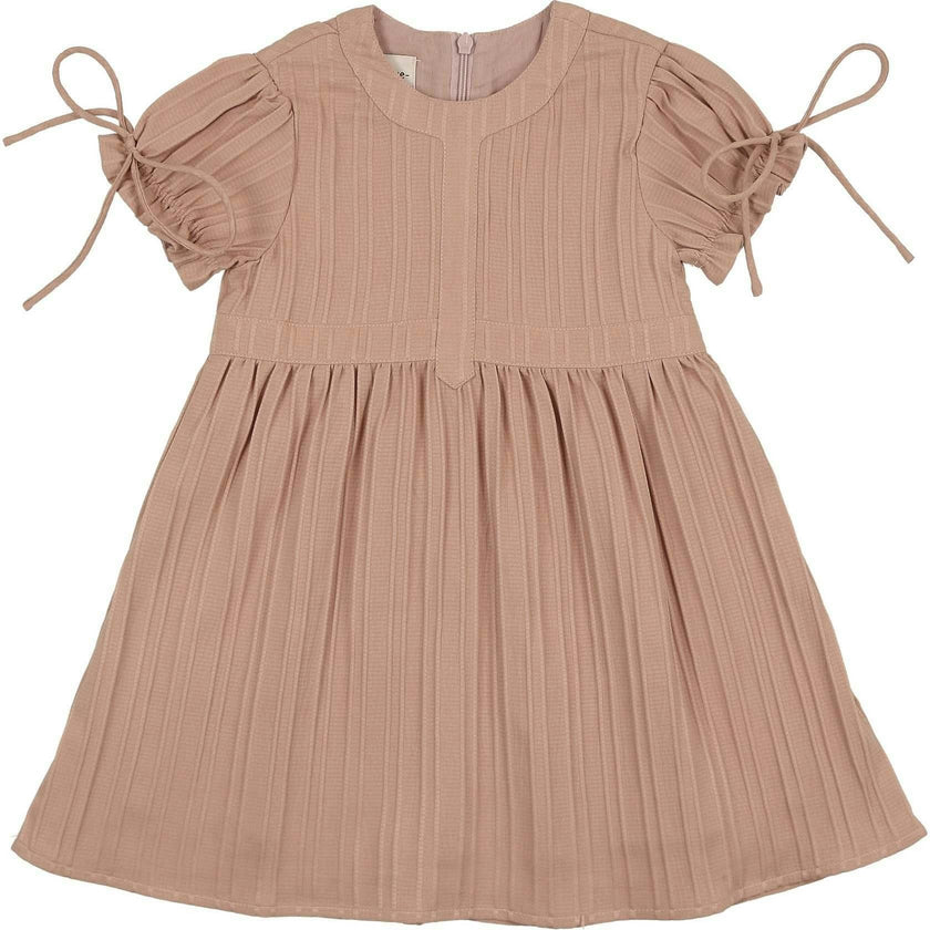 Striped Faux Tab Short Sleeve Dress