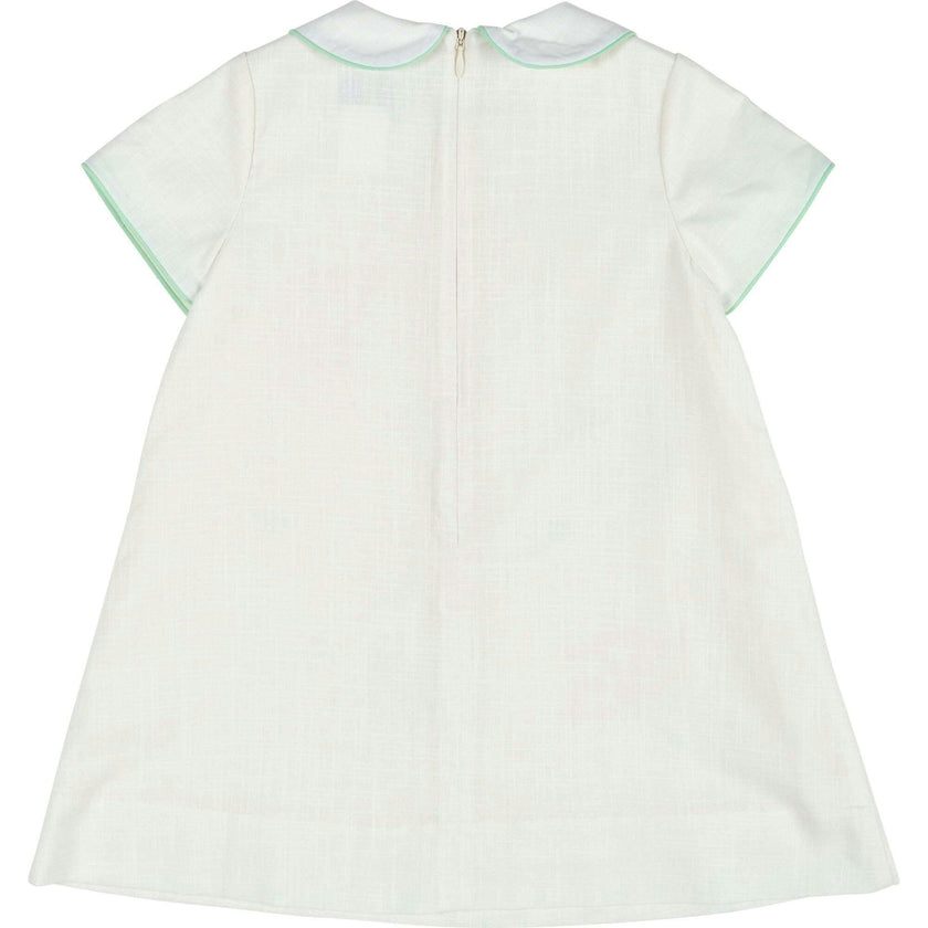 Linen Look Dress With Embroidered Flowers