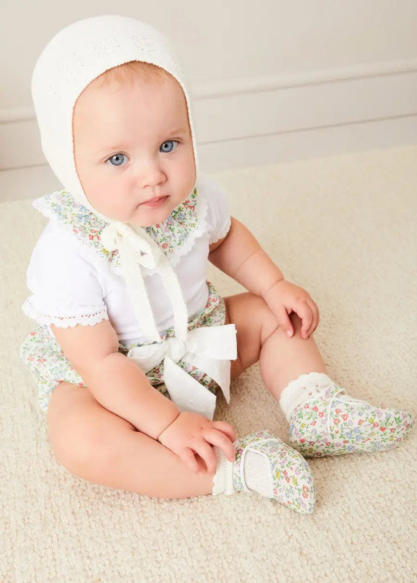 Openwork Cotton Knitted Bonnet in Cream (S-L)