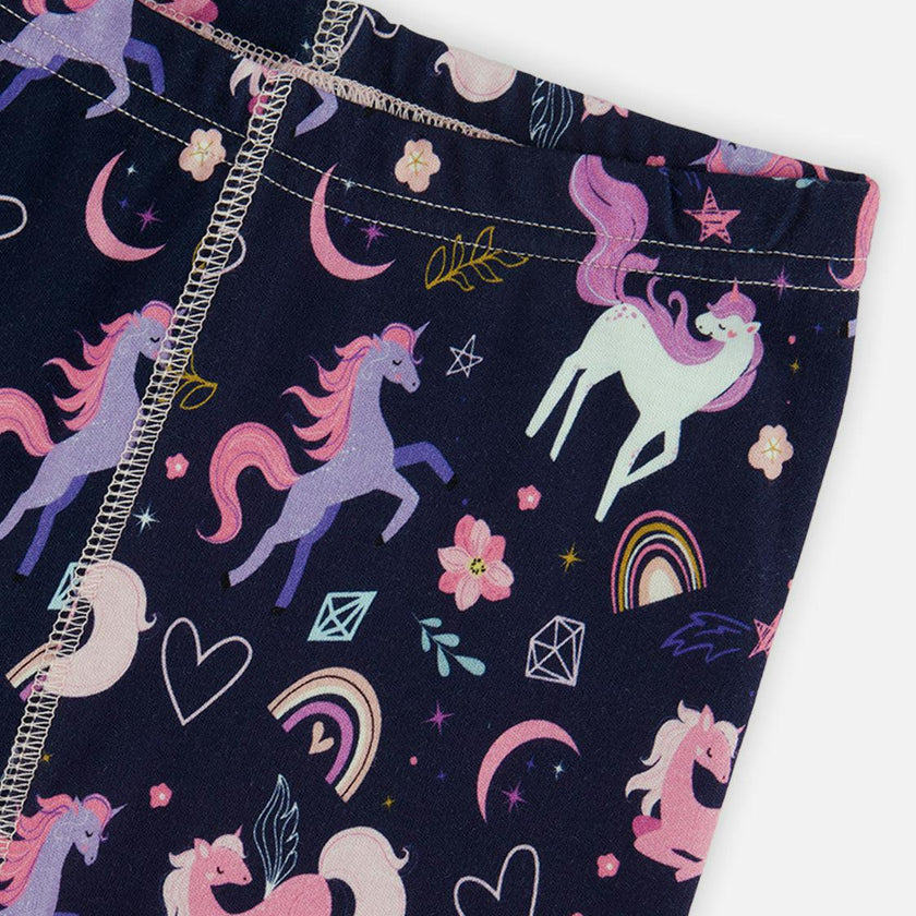 Organic Cotton Two Piece Pajama Set Purple Unicorn Print