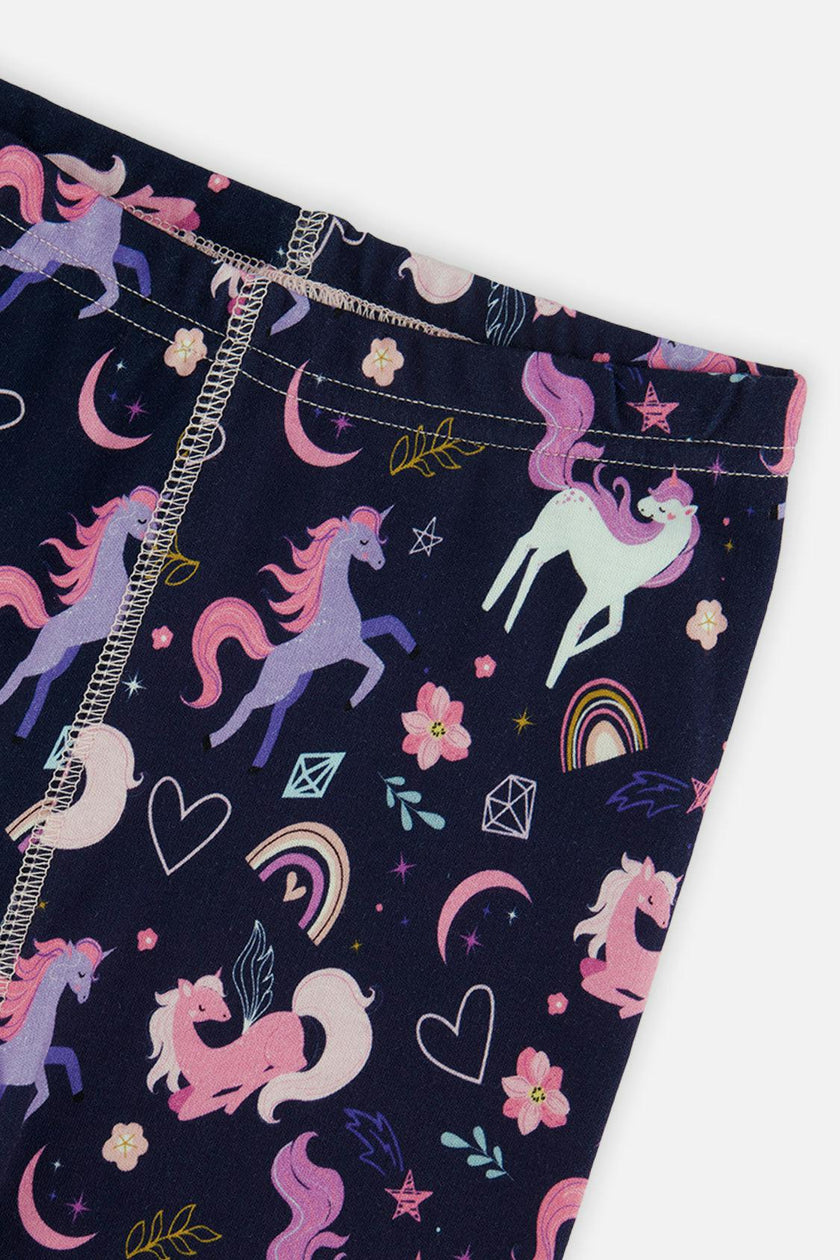Organic Cotton Two Piece Pajama Set Purple Unicorn Print
