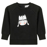 Crown Print Ribbed Button Front Sweatshirt