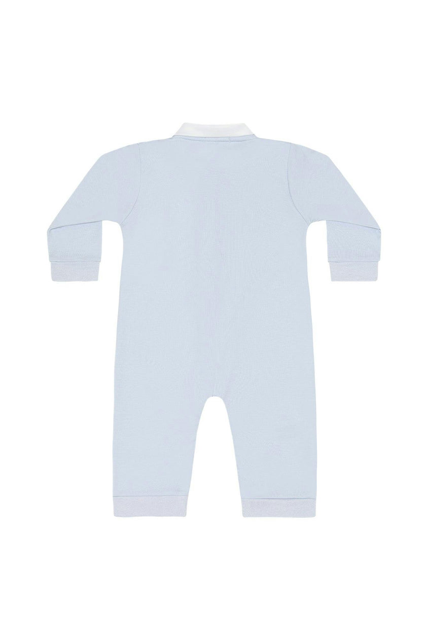 Blue Pumpkin Patch Embroidered Romper LS