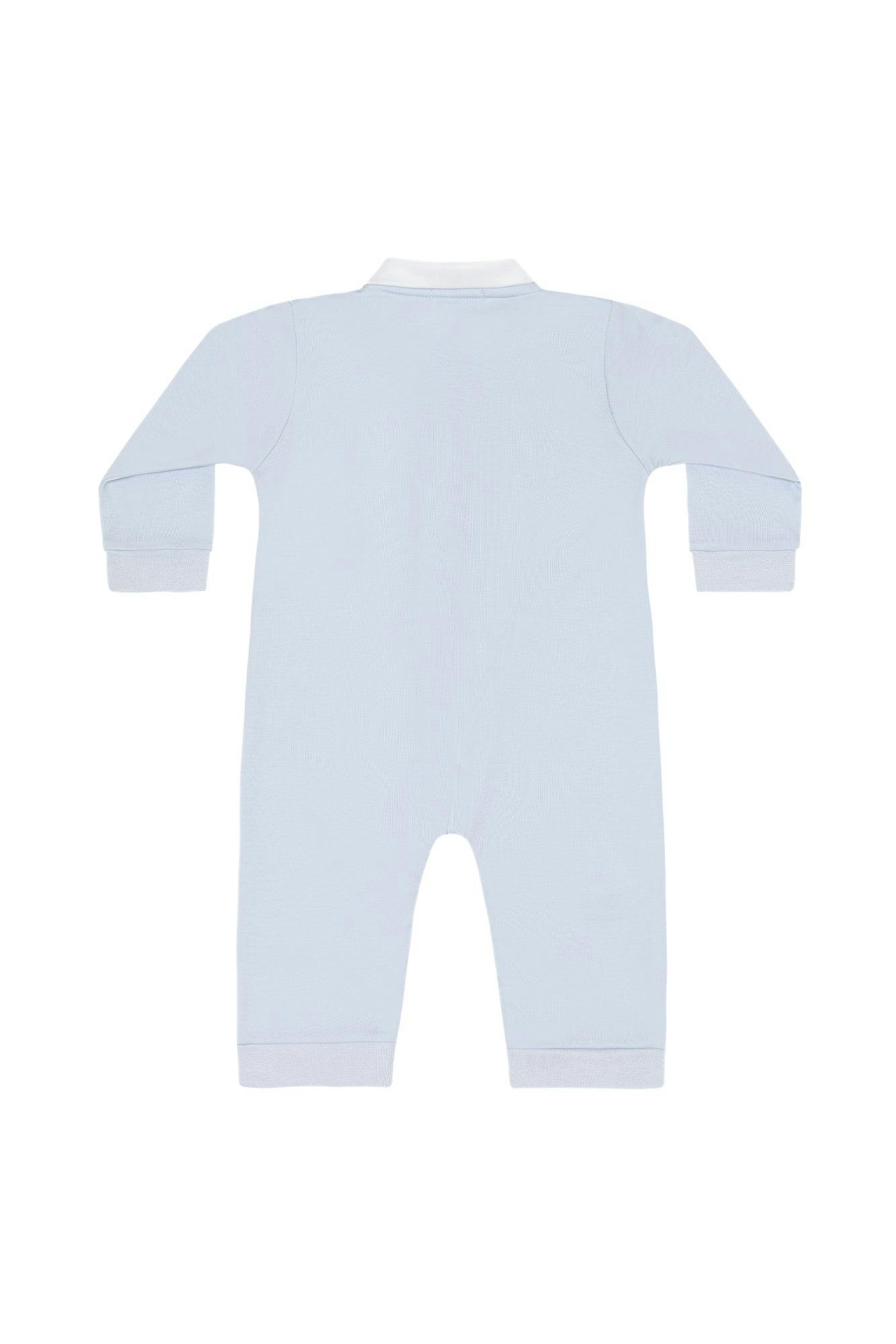 Blue Pumpkin Patch Embroidered Romper LS