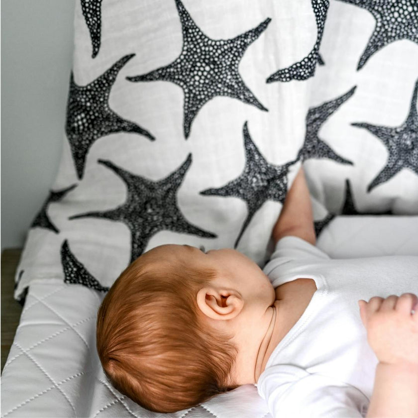 XL Starfish Print Muslin Multi-Purpose Square Blanket