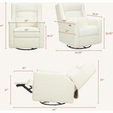Kiwi Plus Power Glider Recliner W/ Power Headrest In Cream Shearling