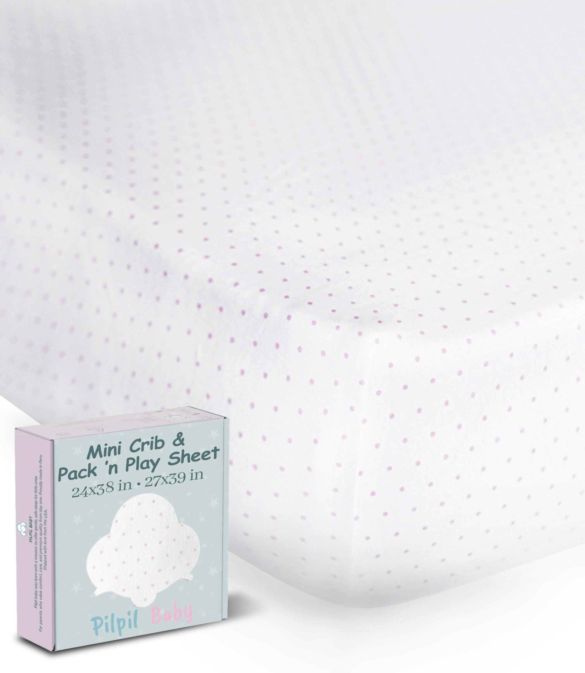 Peruvian Pima Cotton Mini Crib & Pack 'n Play Fitted Sheet – Pink Dots