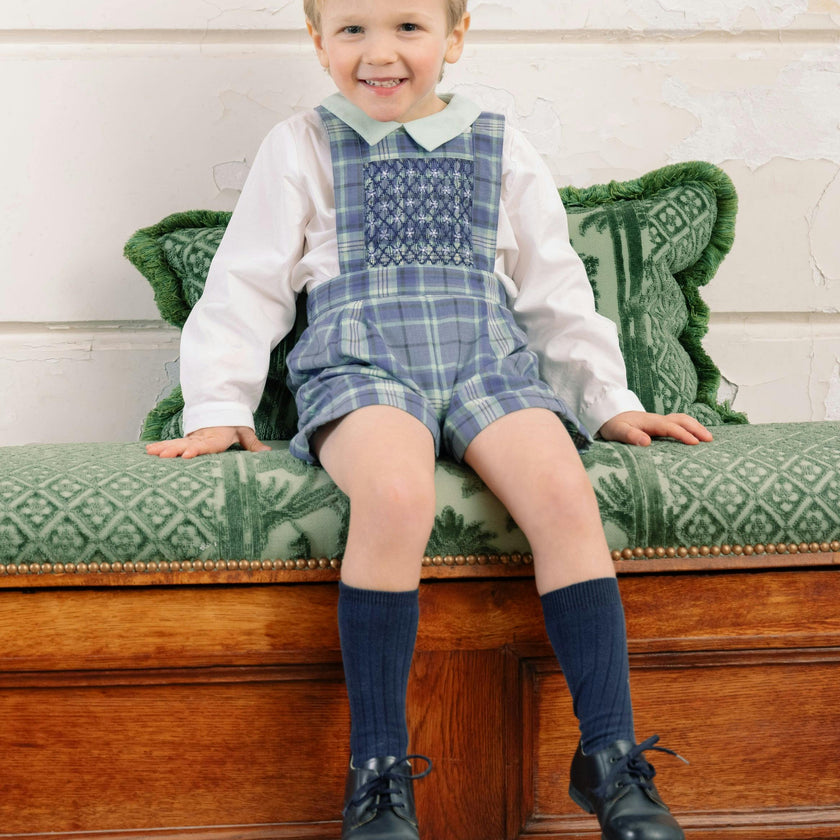 George Blue Tartan Overalls and Shirt