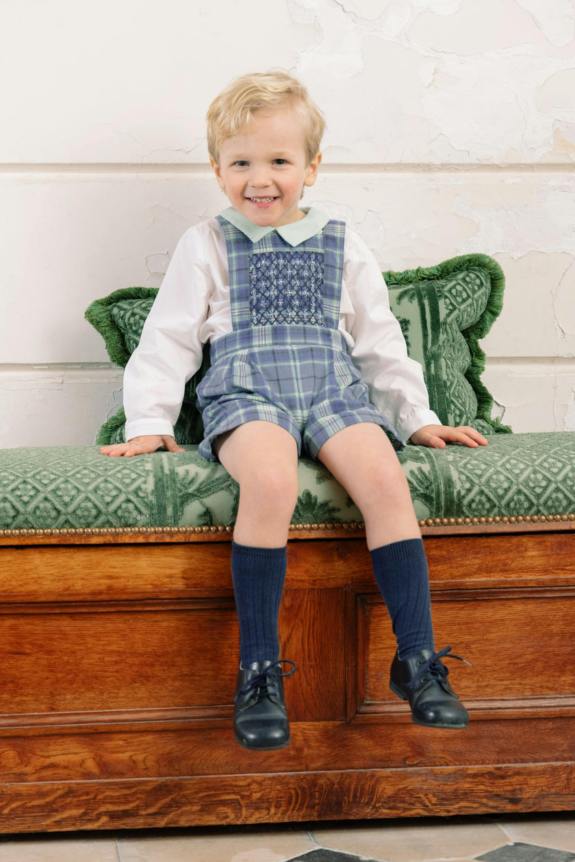 George Blue Tartan Overalls and Shirt