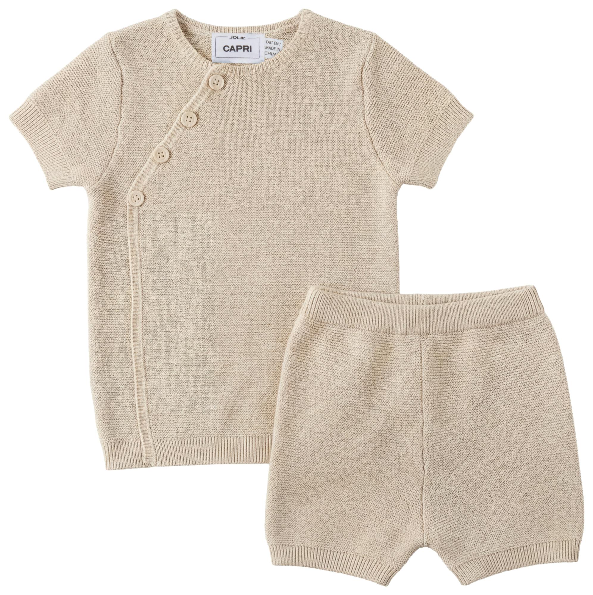 Wrap Cotton Knit Shorts Set