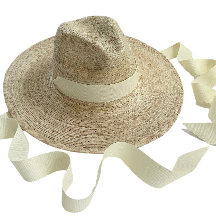 Zinnia Sun Hat - Long Ivory Grosgrain Ribbon