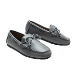 Gray Faux Leather Laced Loafers