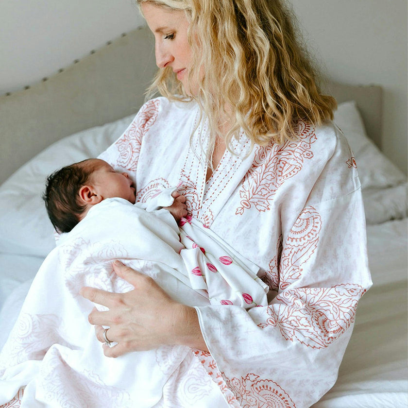 Block-Printed Cotton Women'S Robe