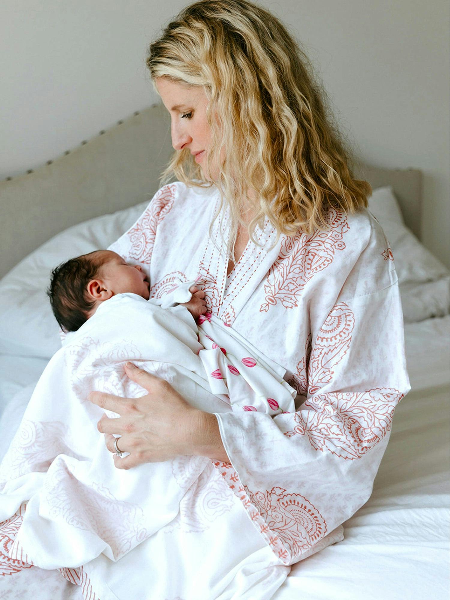 Block-Printed Cotton Women'S Robe