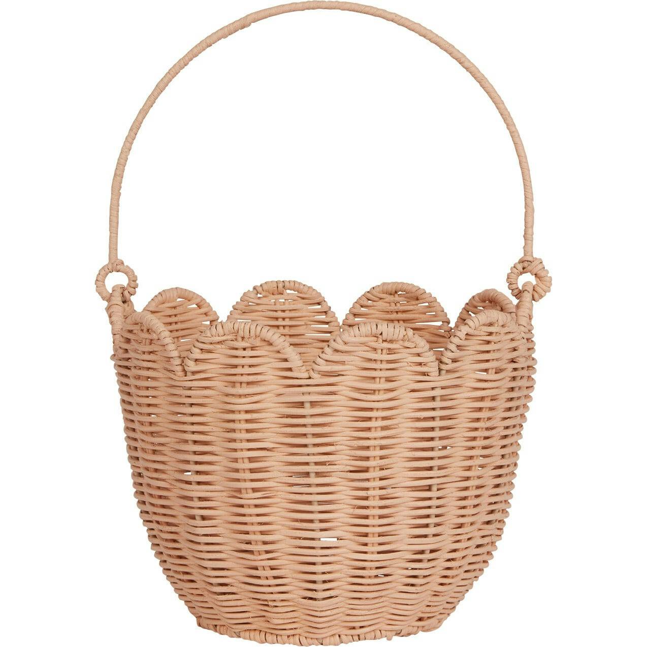 Rattan Tulip Carry Basket - Seashell Pink