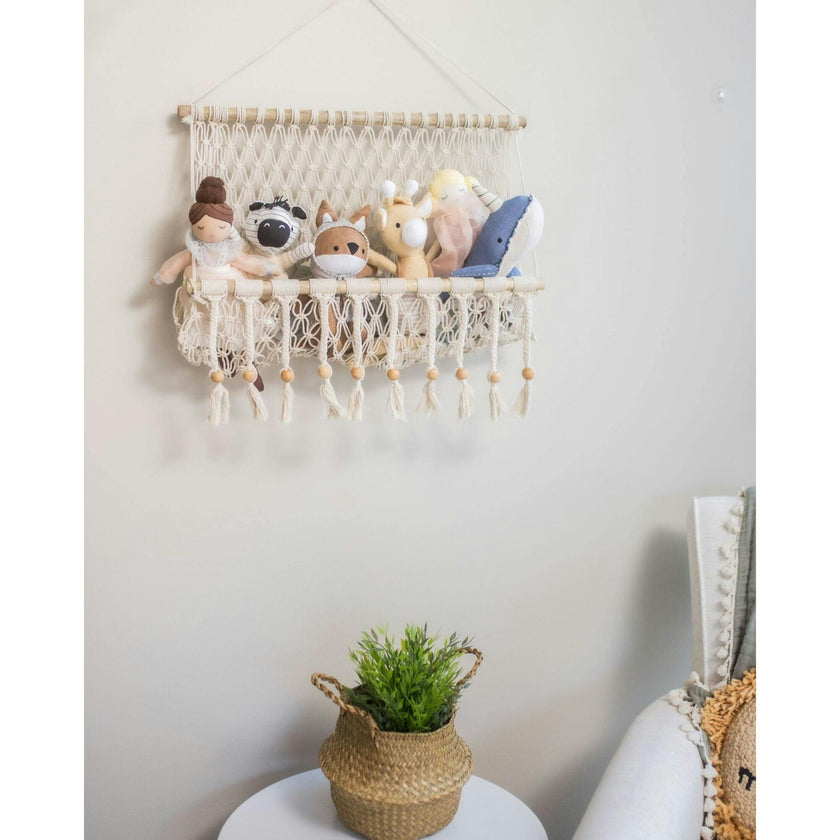 Willow Hanging Macrame Basket Storage