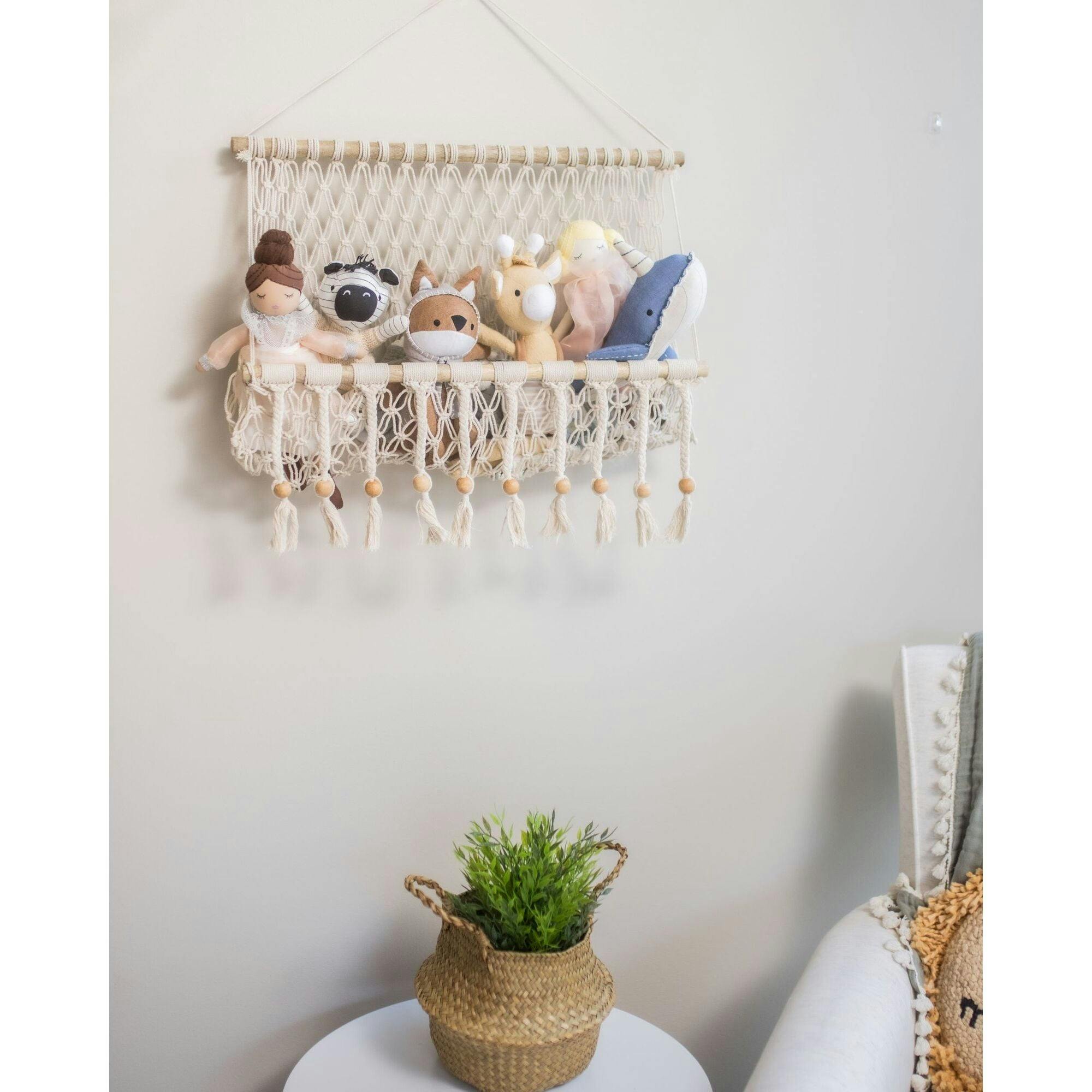 Willow Hanging Macrame Basket Storage