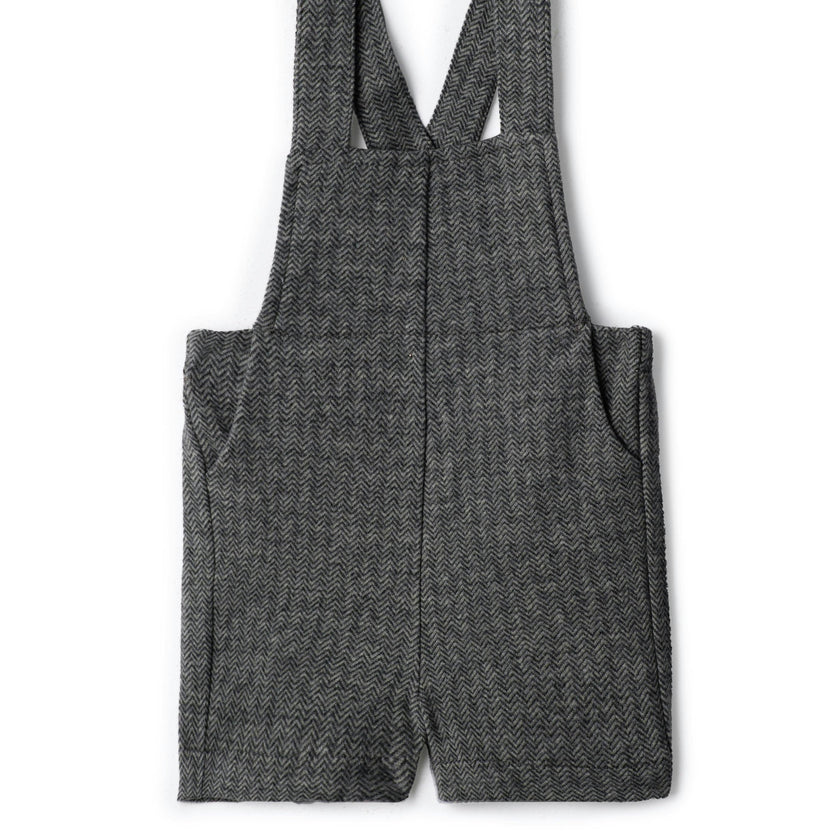 Herringbone Stretch Overalls Black