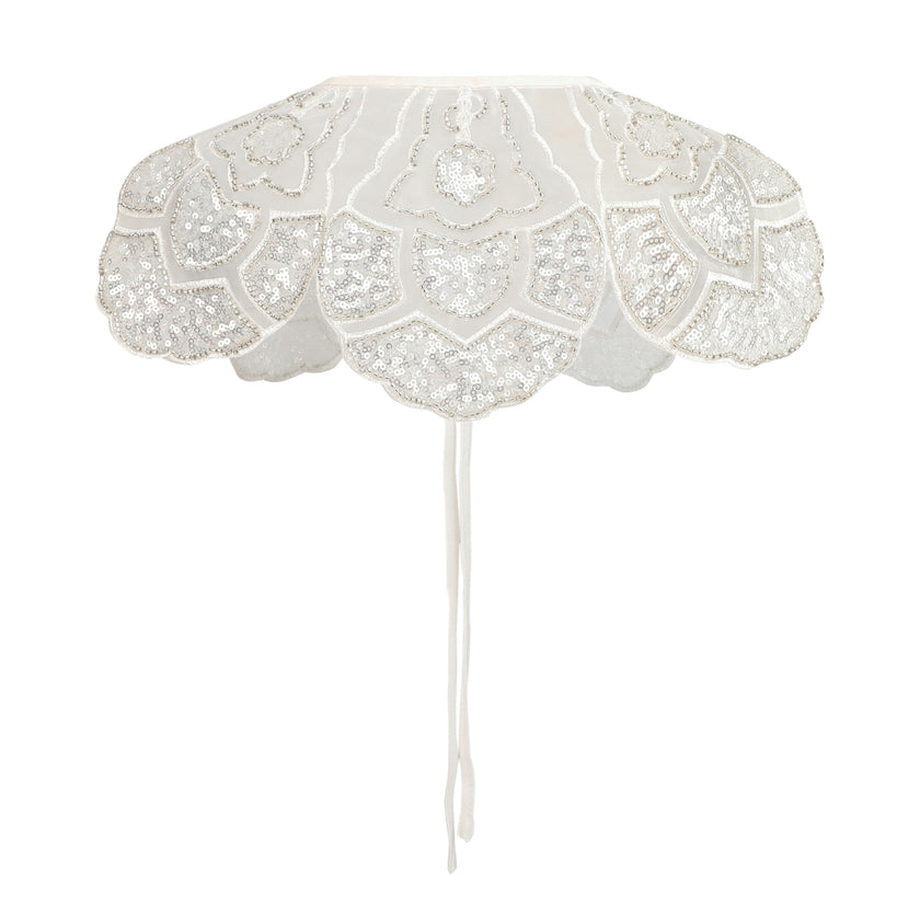 White Floral Embroidered Stole