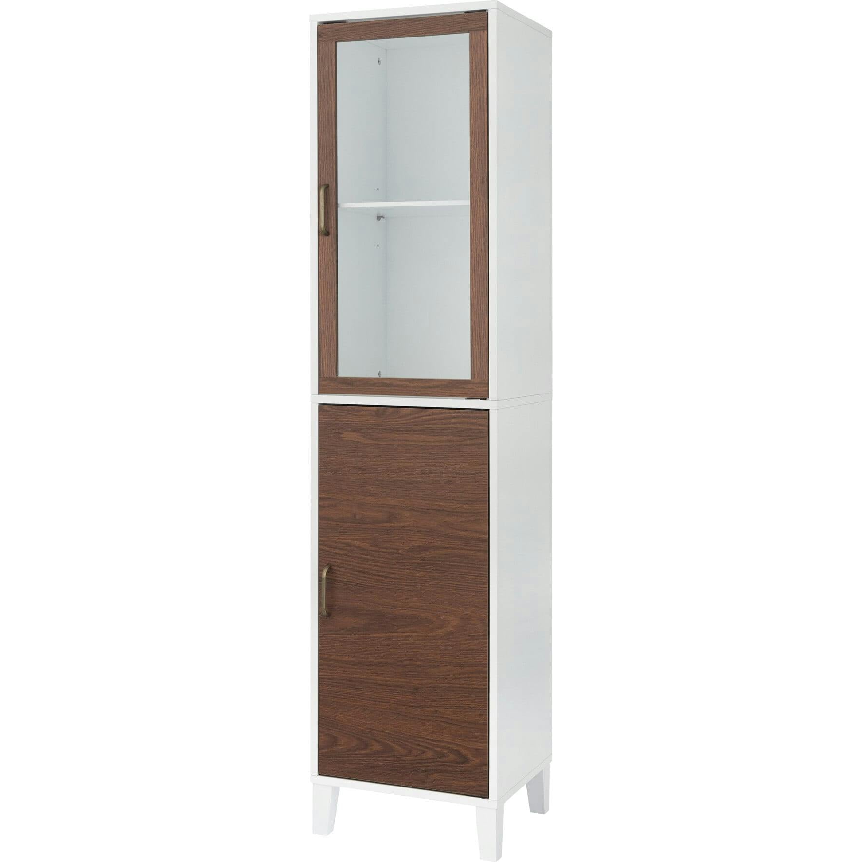 Tyler Modern Wooden Linen Tower Tall Storage Cabinet with Two Doors for Bathrooms or Hallways