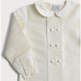 Boy's white double-breasted Peter Pan collar silk shirt (12mths-10yrs)