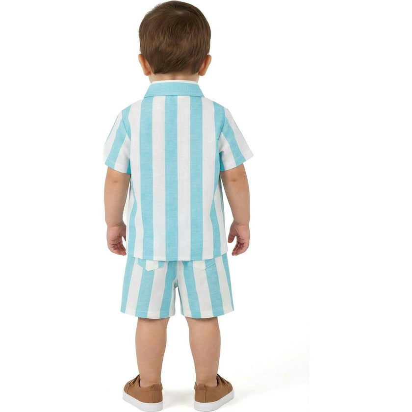 Infant Boys Airy Oxford Set | Green Stripe