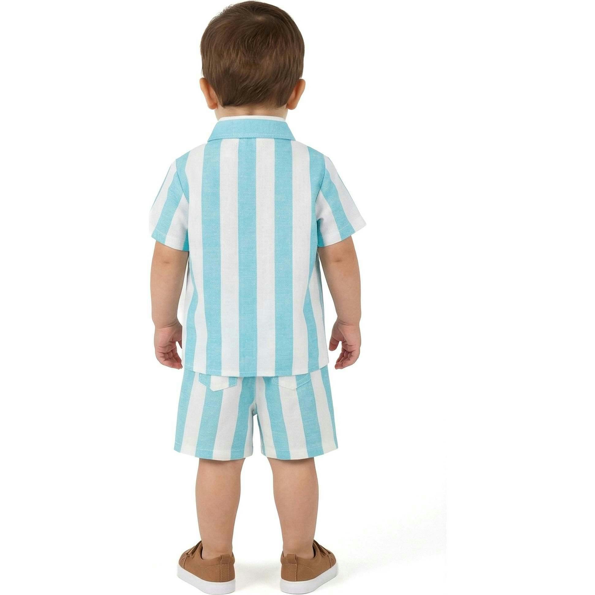 Infant Boys Airy Oxford Set | Green Stripe