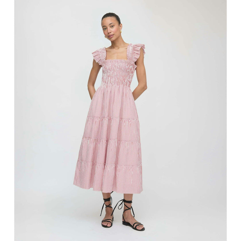 The Ellie Nap Dress - Red Ticking Stripe