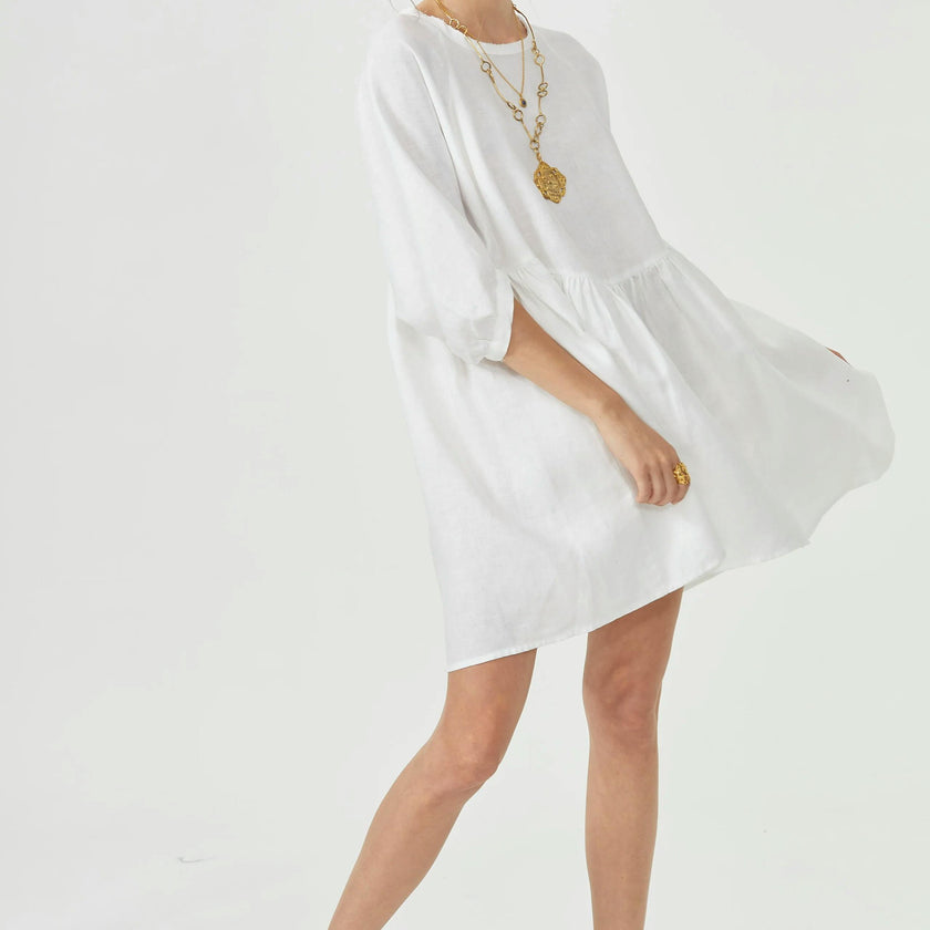 Alcala Linen Dress - Off White