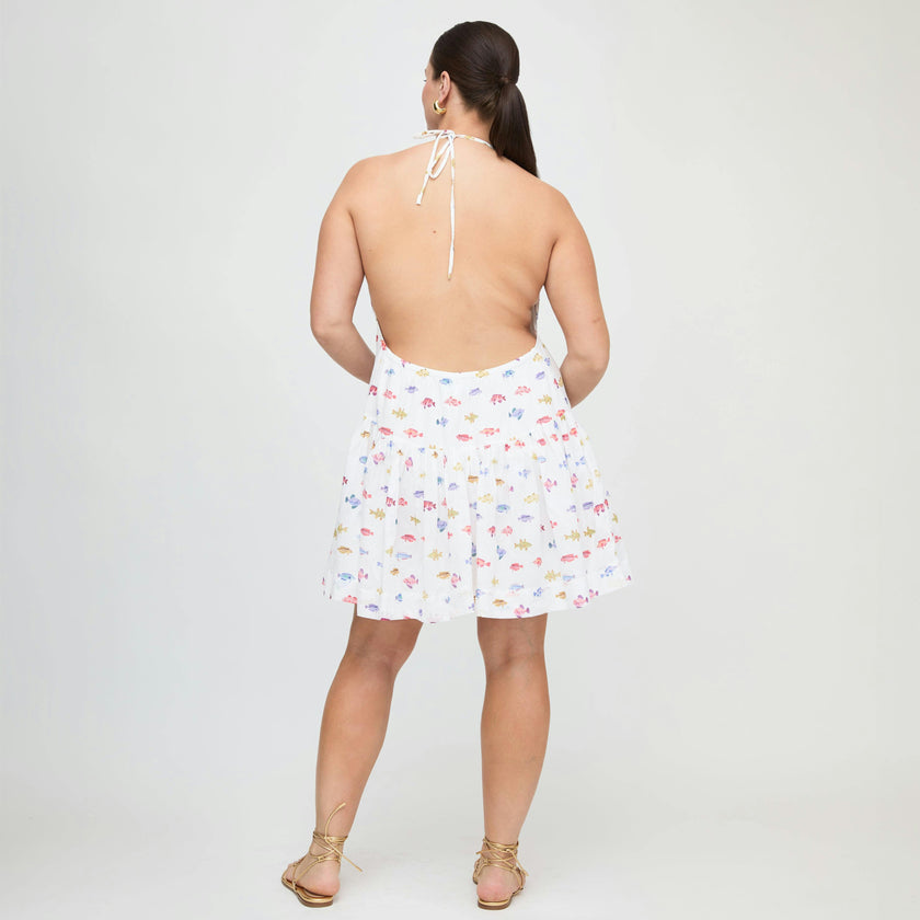 The Sol Tunic Dress - White Rainbow Fish