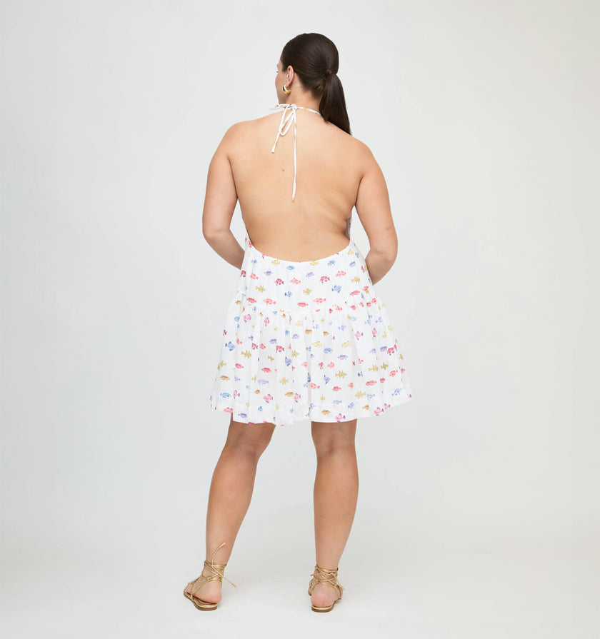 The Sol Tunic Dress - White Rainbow Fish