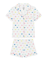 Organic Polo Pajama Set with Shorts [Rainbow Hearts]